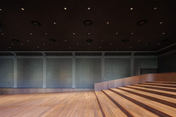 Fotografía interiores en madera. Detalles constructivos Auditorio. Instituto Sagasta